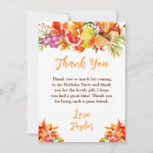 Autumn Fall Harvest Birthday Party サンキューカード (正面)