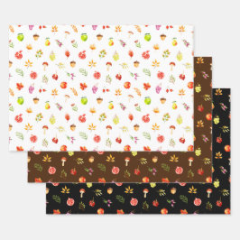 Autumn Fall Harvest Pattern ラッピングペーパーシート