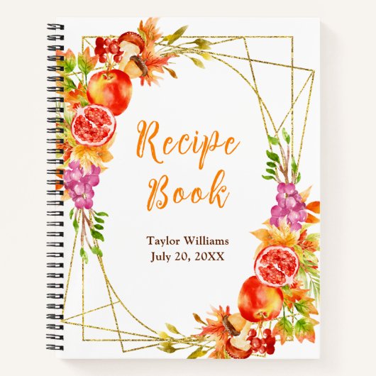 Autumn Fall Harvest Recipe Book ノートブック (正面)