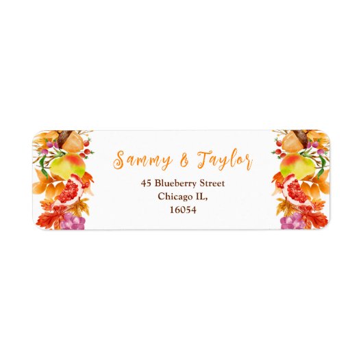 Autumn Fall Harvest Wedding ラベル (正面)