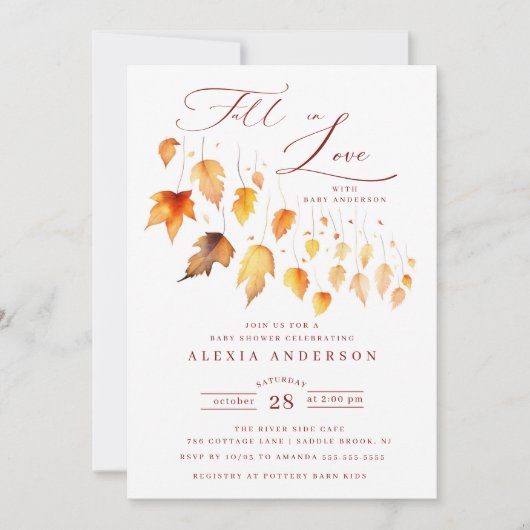 Autumn Fall In Love  Baby Shower  招待状 (正面)