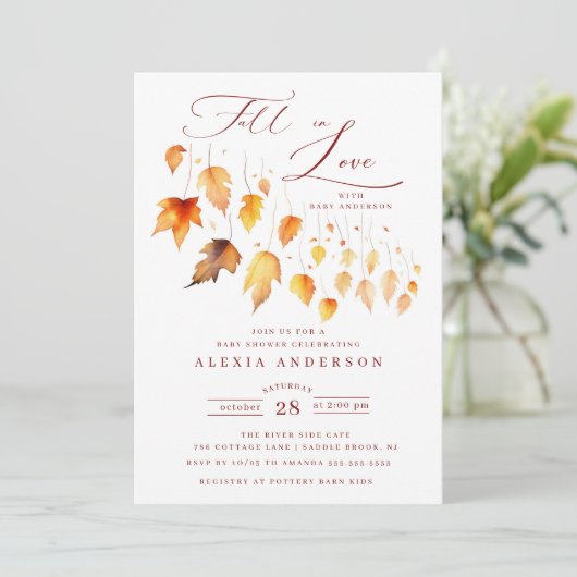 Autumn Fall In Love Baby Shower 招待状 (スタンド正面)