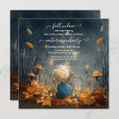 Autumn Fall in love firefly meadow baby shower 招待状 (正面/裏面)