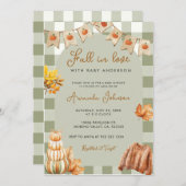 Autumn Fall in Love Pumpkin Baby Shower 招待状 (正面/裏面)