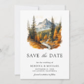 Autumn Fall Mountain Forest Photo QR Code Wedding セーブザデート (正面)