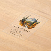 Autumn Fall Mountain Forest Wedding Save the Date アクリル招待状 (レイダウン)