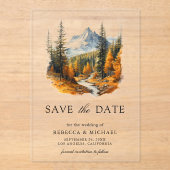 Autumn Fall Mountain Forest Wedding Save the Date アクリル招待状 (正面)