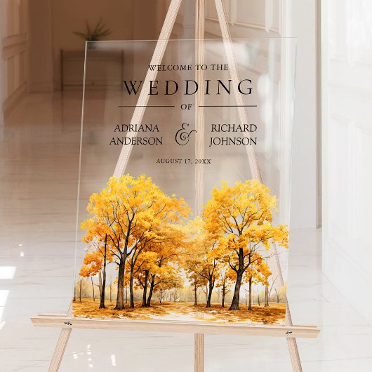 Autumn Fall Oak Trees Forest Wedding Welcome アクリルサイン
