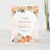 Autumn Fall Pumpkin Floral Photo QR Code Wedding 招待状 (正面)