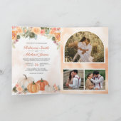 Autumn Fall Pumpkin Floral Photo QR Code Wedding 招待状 (内部)