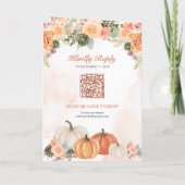 Autumn Fall Pumpkin Floral Photo QR Code Wedding 招待状 (裏面)