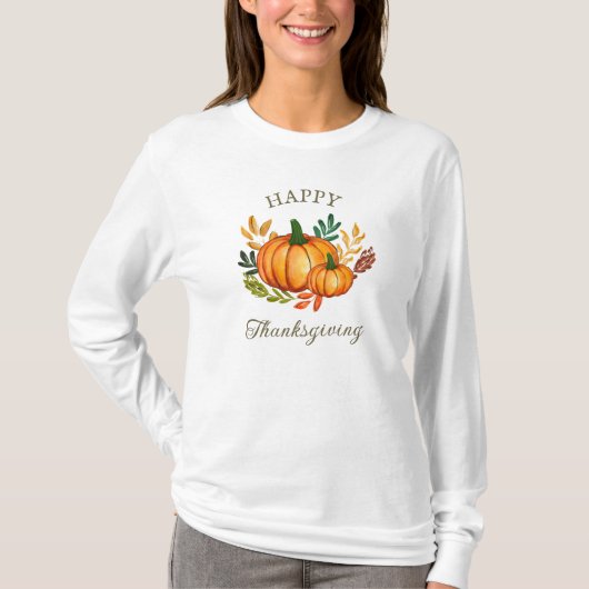 Autumn Fall Pumpkin Happy Thanksgiving Tシャツ (正面)