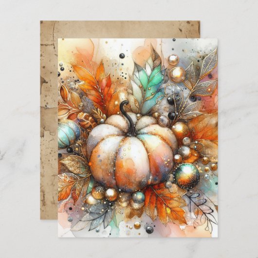Autumn Fall Pumpkin Harvest Scrapbook Paper (正面/裏面)