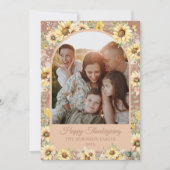 Autumn Fall Sunflower Farmhouse Happy Thanksgiving シーズンカード (正面)