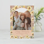 Autumn Fall Sunflower Farmhouse Happy Thanksgiving シーズンカード (スタンド正面)