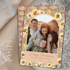 Autumn Fall Sunflower Farmhouse Happy Thanksgiving シーズンカード