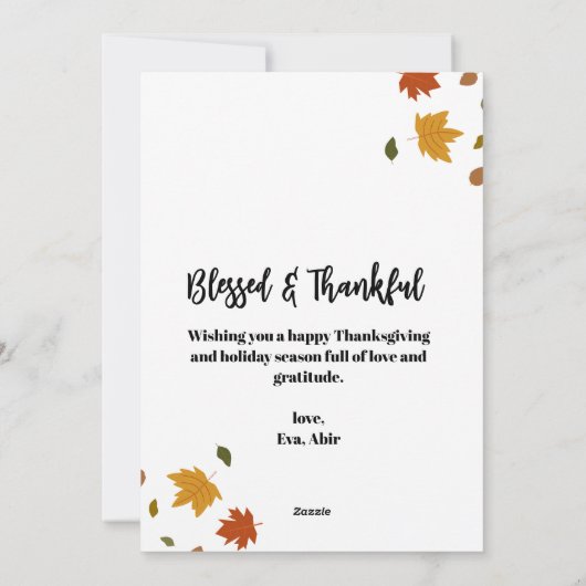 Autumn Fall Tree Happy Thanksgiving Blessed シーズンカード (裏面)