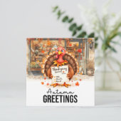 Autumn Fall Turkey is at Florist Shop Thanksgiving シーズンカード (スタンド正面)