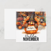 Autumn Fall Turkey is at Florist Shop Thanksgiving シーズンカード (正面/裏面)