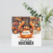 Autumn Fall Turkey is at Florist Shop Thanksgiving シーズンカード (スタンド正面)