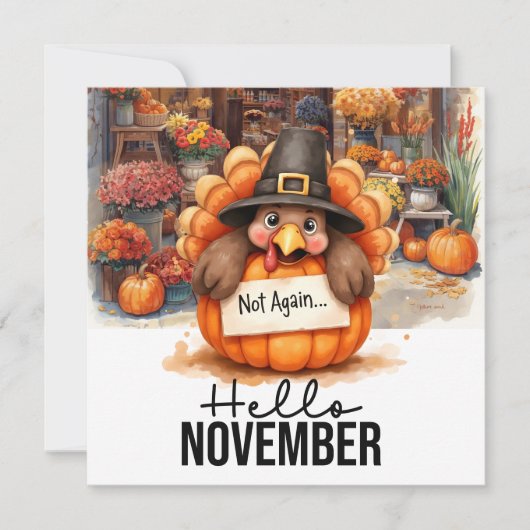 Autumn Fall Turkey is at Florist Shop Thanksgiving シーズンカード (正面)