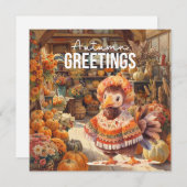 Autumn Fall Turkey is at Florist Shop Thanksgiving シーズンカード (正面/裏面)