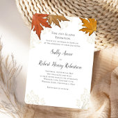 Autumn Fall Watercolor Leaves Custom Wedding  招待状