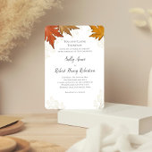 Autumn Fall Watercolor Leaves Custom Wedding  招待状