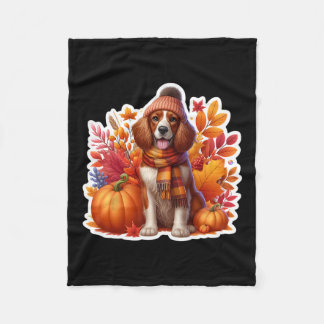 Autumn Fall Welsh Springer Spaniel Dog Owner Thank フリースブランケット