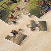 Autumn Farm Dog Tractor Red Barn Fall Scene ジグソーパズル (側面)