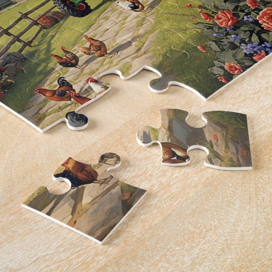 Autumn Farm Dog Tractor Red Barn Fall Scene ジグソーパズル (側面)