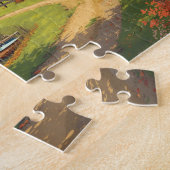 Autumn Farm Pond Red House Tractor Scene ジグソーパズル (側面)