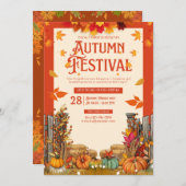 Autumn Festival Harvest Party Art 招待状 (正面/裏面)