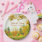 Autumn Field Foliage Couples Shower Engagement ペーパープレート (パーティー)