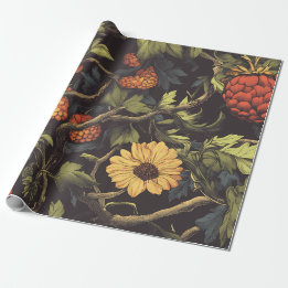 Autumn Fire Botanical Floral Wrapping Paper ラッピングペーパー