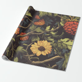 Autumn Fire Botanical Floral Wrapping Paper ラッピングペーパー