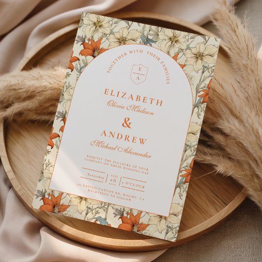 Autumn Floral Arch Wedding 招待状