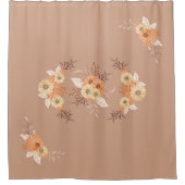 Autumn Floral Art in Warm Earth Tones シャワーカーテン (正面)