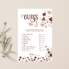 Autumn Floral Baby Shower Guess The Price Game