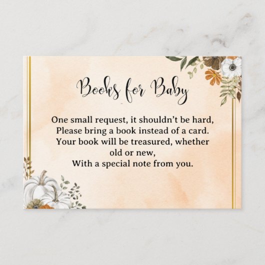 Autumn Floral “Books for Baby” Card – Peach エンクロージャーカード (正面)