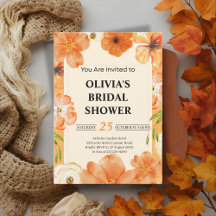 Autumn floral bridal shower invitation