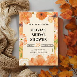 Autumn floral bridal shower invitation 招待状