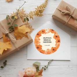 Autumn floral bridal shower paper plates ラウンドシール