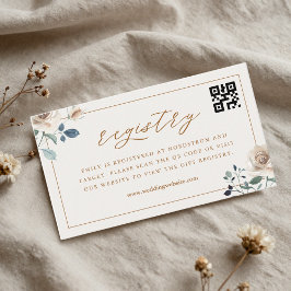 Autumn Floral Bridal Shower QR Code Gift Registry エンクロージャーカード