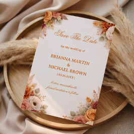 Autumn Floral Elegant Announcement セーブザデート