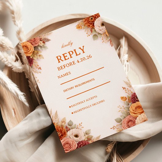 Autumn Floral Elegant Response 出欠カード