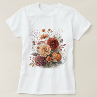 Autumn Floral & Halloween Watercolor Design  Tシャツ