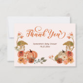 Autumn Floral Pumpkin Baby Shower  サンキューカード (正面)