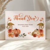 Autumn Floral Pumpkin Baby Shower  サンキューカード