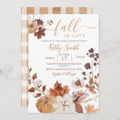 Autumn floral Pumpkin Fall In Love 招待状 (正面/裏面)